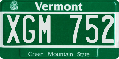 VT license plate XGM752