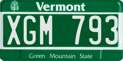 VT license plate XGM793