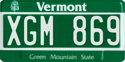 VT license plate XGM869
