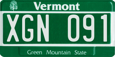 VT license plate XGN091