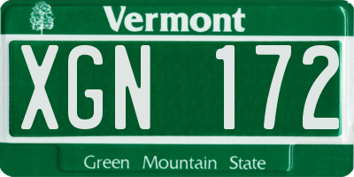 VT license plate XGN172