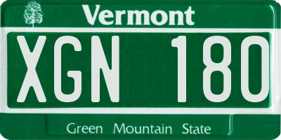 VT license plate XGN180