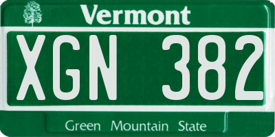 VT license plate XGN382
