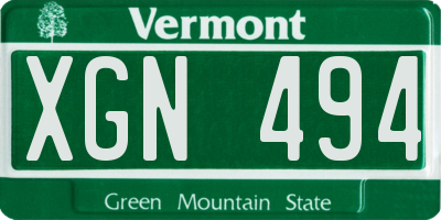 VT license plate XGN494