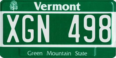 VT license plate XGN498