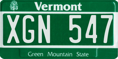 VT license plate XGN547