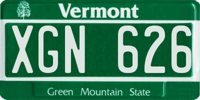 VT license plate XGN626