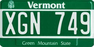 VT license plate XGN749