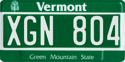 VT license plate XGN804