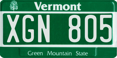 VT license plate XGN805