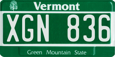VT license plate XGN836