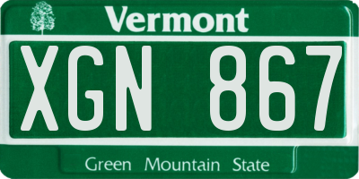 VT license plate XGN867
