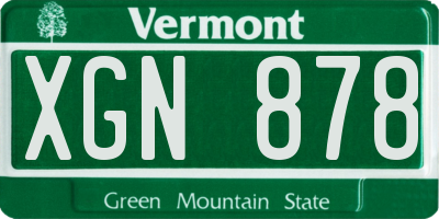 VT license plate XGN878