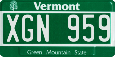 VT license plate XGN959