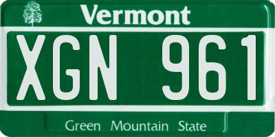 VT license plate XGN961