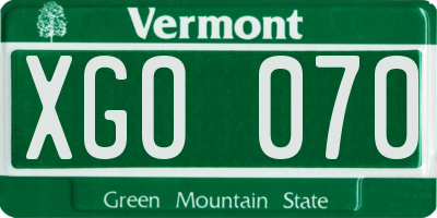 VT license plate XGO070