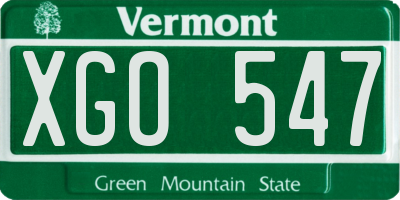 VT license plate XGO547