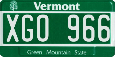 VT license plate XGO966