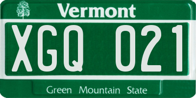 VT license plate XGQ021