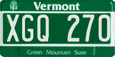 VT license plate XGQ270