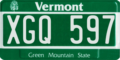 VT license plate XGQ597