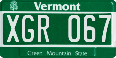 VT license plate XGR067