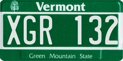 VT license plate XGR132