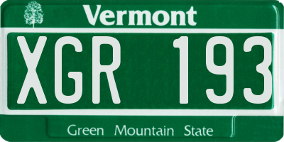 VT license plate XGR193