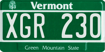 VT license plate XGR230