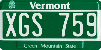 VT license plate XGS759