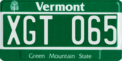VT license plate XGT065