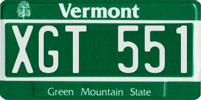 VT license plate XGT551