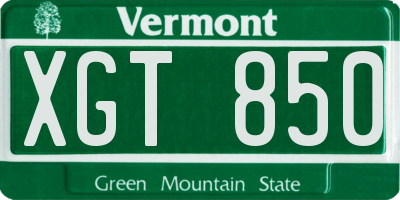 VT license plate XGT850