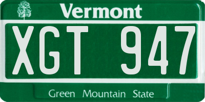 VT license plate XGT947