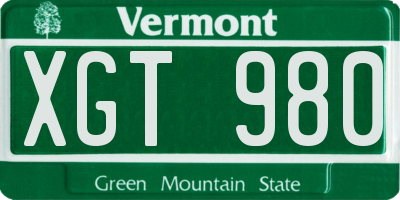 VT license plate XGT980