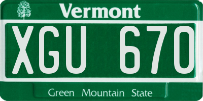 VT license plate XGU670