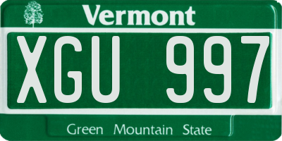 VT license plate XGU997