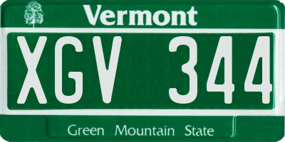 VT license plate XGV344