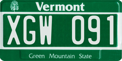 VT license plate XGW091