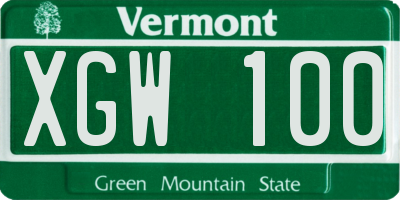 VT license plate XGW100