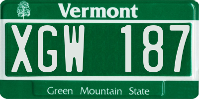 VT license plate XGW187