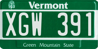 VT license plate XGW391