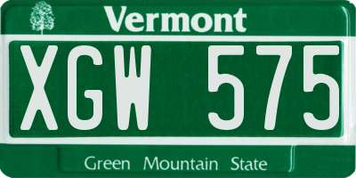 VT license plate XGW575
