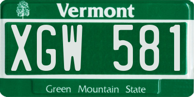 VT license plate XGW581