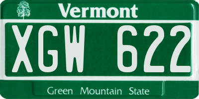 VT license plate XGW622