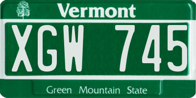 VT license plate XGW745