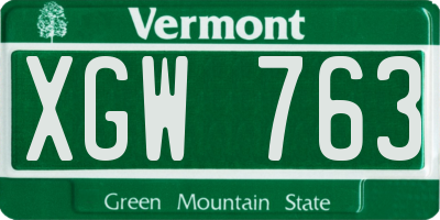 VT license plate XGW763
