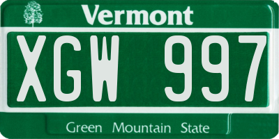 VT license plate XGW997