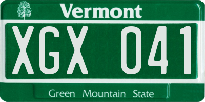 VT license plate XGX041