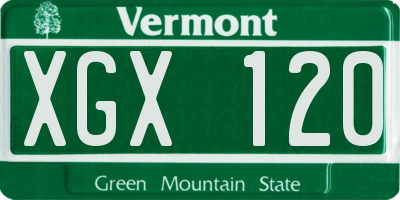 VT license plate XGX120